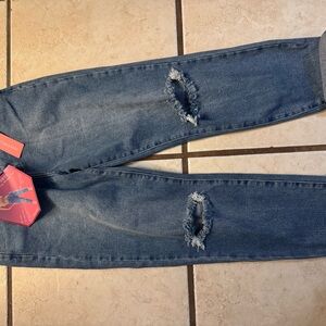 Distressed Blue Jeans